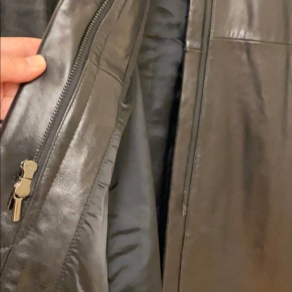Kenneth Cole black leather zip up trench coat S - Picture 4 of 11